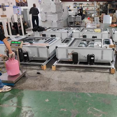 1-5HP সুপার পাতলা সিলিং ঝুলন্ত জল শীতল DX এয়ার হ্যান্ডলিং ইউনিট বায়ু বিশুদ্ধকরণ শিল্পের জন্য HVAC